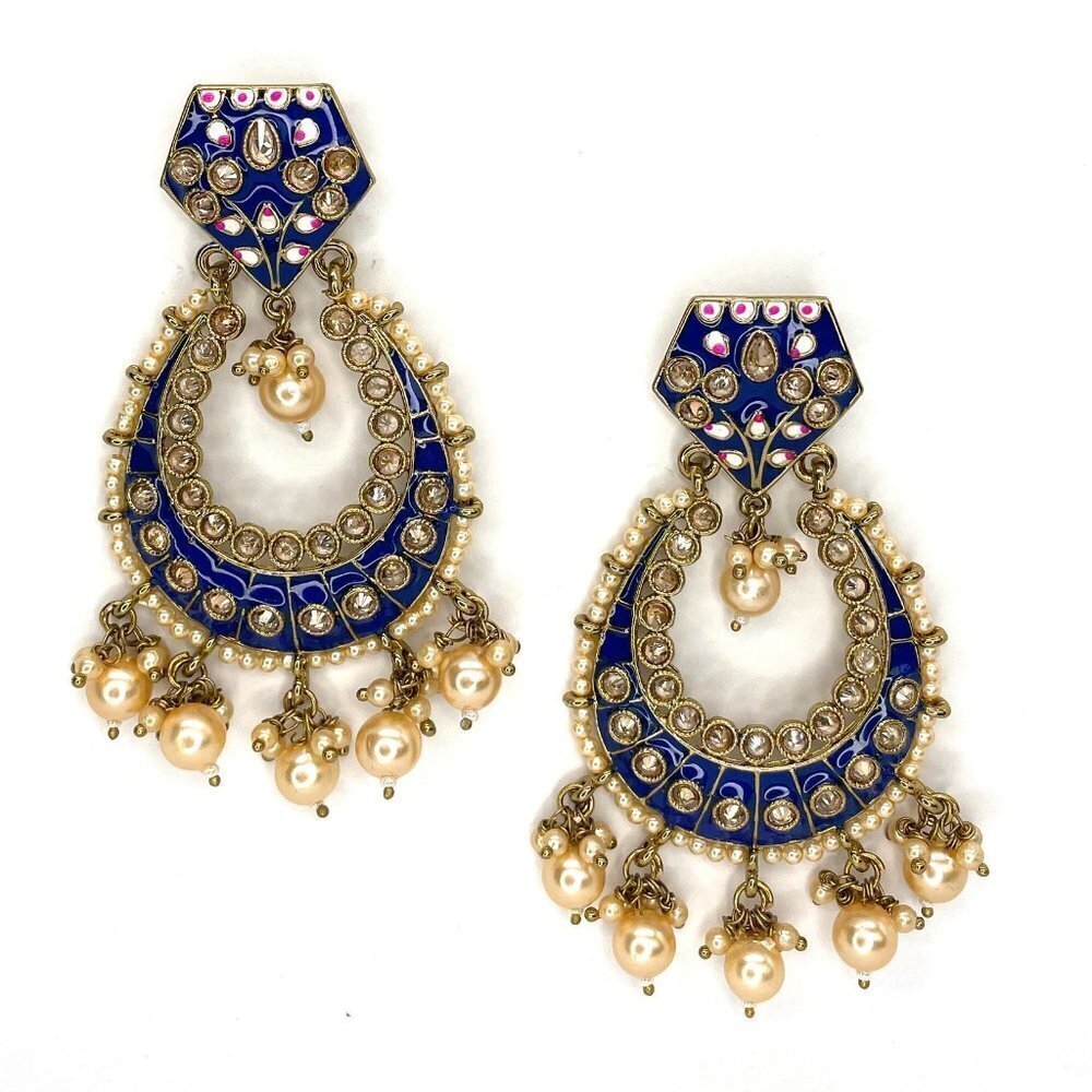 🆕 Sophia Indo Western Bollywood Earrings in Midnight Blue